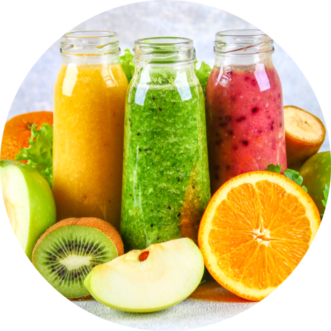 smoothie and apple juice